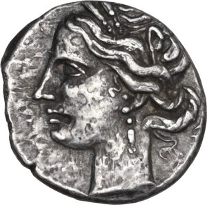obverse: Bruttium, Carthaginians in South-West Italy. AR Quarter Shekel, c. 215-205 BC. Second Punic War issue