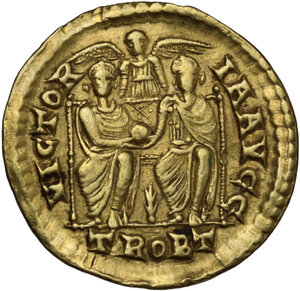 reverse: Valentinian I (364-375). AV Solidus, Treveri mint, 374-375 AD