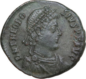 obverse: Theodosius I (379-395). AE 18.5 mm. Antioch mint. Struck 378-383 AD