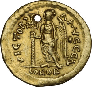 reverse: Zeno (474-491). AV Solidus, Constantinople mint, 4th officina