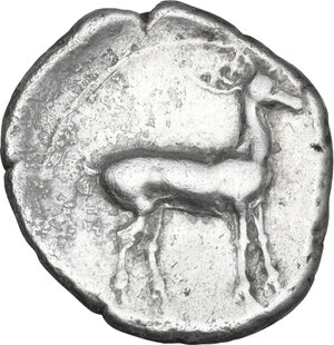 reverse: Bruttium, Kaulonia. AR Drachm, 400-388 BC