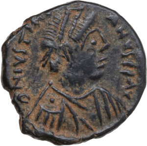 obverse: Justinian I (527-565). AE Pentanummium, Theupolis (Antioch mint)