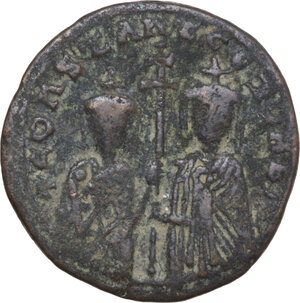 obverse: Constantine VII (913-959) with Zoe. AE Follis, Constantinople mint