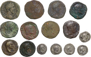 obverse: Roman Republic and Empire. Multiple lot of fifteen (15) AE and AR unclassified Roman Imperial coins