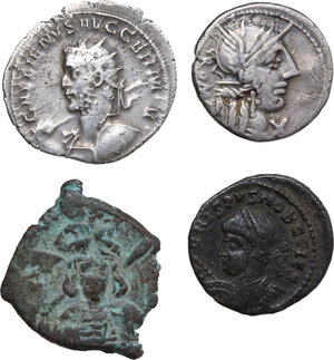 obverse: Roman Republic to Byzantine Empire. Multiple lot of four (4) unclassified AR and AE coins