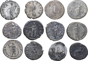 reverse: The Roman Empire. Multiple lot of twelve (12) AR unclassified Denarii from the Roman Empire