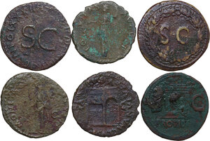 obverse: The Roman Empire. Lot of six (6) unclassified AE denominations, including: Titus, Galba, Antoninus Pius and Hadrian