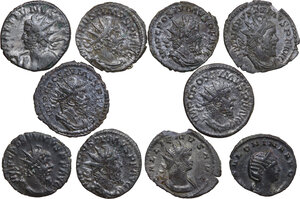 obverse: The Roman Empire. Lot of ten (10) BI Antoniniani of Postumus, Gallienus and Sallonina