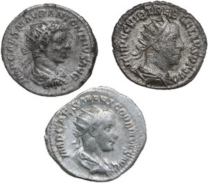 obverse: The Roman Empire. Multiple lot of three (3) unclassified silver Antoniniani