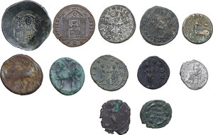 reverse: Ancient World. Multiple lot of twelve (12) unclassified AE and AR ancient coins