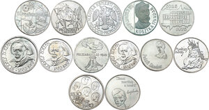obverse: World Coins. Lot of thirteen (13) AR commemorative coins of Hungary (12) and Belgium (1)