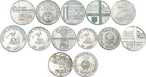 reverse: World Coins. Lot of thirteen (13) AR commemorative coins of Hungary (12) and Belgium (1)