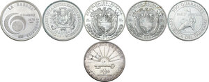 reverse: World Coins. Central and South America. Lot of six (6) AR commemorative coins, including: Cuba, Dominican Republic, Panama and Paraguay