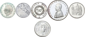 obverse: World Coins. Lot of six (6) AR commemorative coins, including: Austria, Italy, Malta and Switzerland