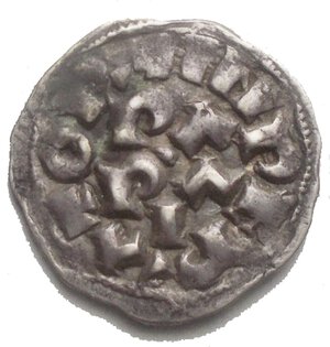 reverse: Pavia. Enrico II di Franconia. 1046-1056. Denaro. Ag. Peso gr. 1,27. Diametro mm. 16,5 x 16,7 Buona conservazione e bella patina