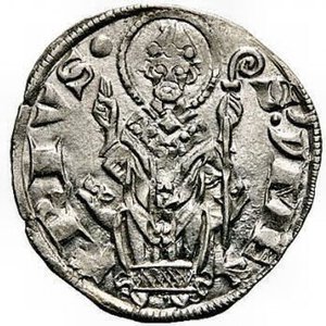 reverse: CREMONA. Comune 1155-1330. Grosso. Ar. g 2,1 d/ CREMONA Croce patente accantonata da due bisanti e due gigli. r/ S’YNE RIVS Il Santo benedicente seduto tra leoni. CNI 44; MIR 290. Molto raro. Di grande freschezza. Migliore di Spl. Patina