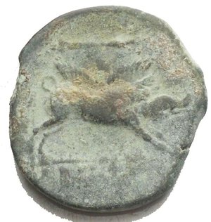 reverse: Apulia Arpi (Circa 325-250 a.C.) AE 20,6 mm. D/ testa di Zeus a sinistra. R/ Cinghiale a destra, sopra lancia. 7.2 gr. HN Italy 642. BB-SPL/BB+