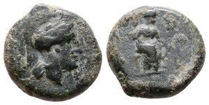 obverse: Sicily. Athl ca. 344-339 BC. Æ (15.22mm, 3.68g). Helmeted head of Athena r. R/ Female figure seated r. Campana 2A; SNG ANS -; HGC 2, 233. Rare