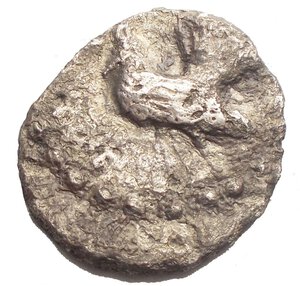 obverse: Sicily, Himera. Drachm circa 530-520. AR.  20.8 x 22.3 mm, 4.4 g. Cock standing l. Rev. Square mill-sail pattern. SNG Copenhagen 295. SNG ANS 139. aVF