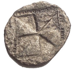 reverse: Sicily, Himera. Drachm circa 530-520. AR.  20.8 x 22.3 mm, 4.4 g. Cock standing l. Rev. Square mill-sail pattern. SNG Copenhagen 295. SNG ANS 139. aVF