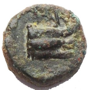 obverse: Mondo Greco. Sicilia. Panormos. AE 10,46 mm. dopo il 259 a.C. D/ Testa velata di Demetra a sinistra. R/ Prua a destra. Sopra, monogramma. SNG ANS 580. g 1,33. BB