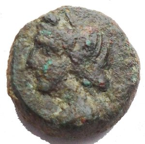 reverse: Mondo Greco. Sicilia. Panormos. AE 10,46 mm. dopo il 259 a.C. D/ Testa velata di Demetra a sinistra. R/ Prua a destra. Sopra, monogramma. SNG ANS 580. g 1,33. BB