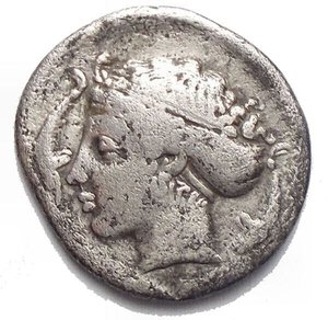 obverse: Sicily, Syracuse, c. 466-405 BC. AR Hemidrachm (15.5mm, 1.94g). Charioteer driving fast quadriga l.; above, Nike flying r., crowning charioteer; oval shield in exergue. R/ Head of Arethousa l., wearing sphendone; two dolphins around. SNG Ashmolean 2013 var. (symbol on obv.); HGC 2, 1366 var. (same). Very Rare, Good Fine/a Very Fine