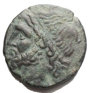 obverse: Mondo Greco. Sicilia. Siracusa. AE 18,8 mm. 274-216 a.C. D/ Testa di Poseidone a sinistra. R/ IEPΩNOΣ. Tridente tra due delfini. SNG ANS 994. gr. 6.05 AE. BB-SPL