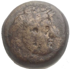 obverse: Ptolemaic Kingdom of Egypt, Ptolemy II Æ Obol.Ptolemaic Kingdom of Egypt, Ptolemy II Æ Obol. Alexandria, circa 285-246 BC. Head of the deified Alexander right, wearing elephant skin / Eagle with open wings standing left on thunderbolt. Svoronos 763; Weiser -; SNG Copenhagen -. 10.3g, 22.5mm. aVF