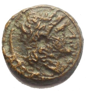 obverse: ANONYMOUS, before 211 BC. Litra, about 234-231 BC. AE 2.91 g. 15.5 mm. Laureate head of Apollo r. Rev. ROMA Horse prancing l. with loose reins. 