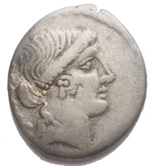 obverse: Repubblica Romana. Gens Postumia. Postumius Albibus Bruti. 48 a.C. Denario. D/ PIETAS. Testa della Pietà verso destra. R/ ALBINVS BRVTI F (Albinus Bruti Filis). Due mani che si stringono reggendo un caduceo alato. Cr. 450/2. Peso 3,45 gr. Diametro 16,5 x 18,8 mm. BB+/BB. R. Bel ritratto