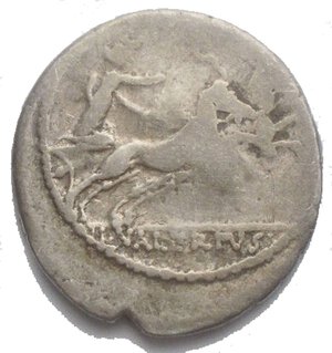 reverse: L. Valerius Acisculus. AR Denarius, 45 BC. Obv. ACISCVLVS. Radiate head of Sol right; behind, acisculus. Rev. Luna in prancing biga right; in exergue, L. VALERIVS. Cr. 474/5. B. 20. AR. g 3,76. mm 19,02. Rare. 