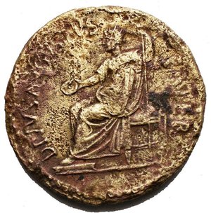 obverse: Divus Augustus, Sestertius, restored issue of Titus, AD 80-81, Augustus seated left, holding patera and sceptre, rev. s c in centre, above, rest (BMC 261; RIC 402) gr 23,46 mm 34,3