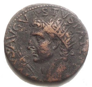 obverse: Divus Augustus (+14 AD). Æ As (27.13 mm, 10.73 g), Rome, Struck under Tiberius, circa AD 15-16. Obv. Radiate head of Divus Augustus left; star above, thunderbolt before. Rev. Livia (as Pax?) seated right, holding patera and scepter. RIC I, 72.