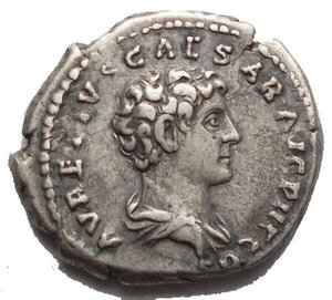 reverse: Antoninus Pius and Marcus Aurelius. Denarius, 140-144. Obv. ANTONINVS AVG PIVS PP TR P COS III. Laureate head of Antoninus Pius right. Rev. AVRELIVS CAESAR AVG PII F COS. Bare head of Marcus Aurelius right. RIC 417 a. AG. g 3,42. mm 19,5. R. Good VF+