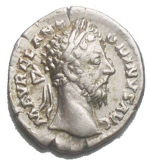 obverse: Marcus Aurelius AD 161-180. Denarius AR 17,4 x 19,07 mm. 3,02 g M AVREL ANTONINVS AVG, laureate head of Marcus Aurelius to right / TR P XXXIII IMP X COS III P P, Salus seated left, feeding serpent rising from altar with her right hand. Good Very Fine/Very Fine BMC 789; Cohen 968; RIC 403.