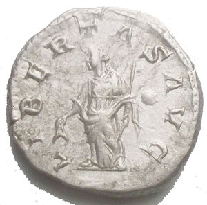 reverse: Roman Imperial Elagabalus, 218-222. Denarius (Silver, 18.5 mm, 3.04 g), Rome, 220-222. IMP ANTONINVS PIVS AVG Laureate and draped bust of Elagabalus to right, seen from behind. Rev. LIBERTAS AVG Libertas standing front, head to left, holding pileus in her right hand and scepter in her left; in field to right, star. BMC 220. Cohen 92. RIC 107. Good VF - A EF