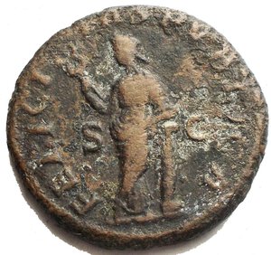 reverse: Julia Mamaea (Augusta, 222-235). Æ As (23.88 mm, 9.0 g). Rome, AD 228. Draped bust r., wearing stephane. R/ Felicitas standing l., legs crossed, holding caduceus and resting arm on column. RIC IV 677 (Alexander). Good Fine