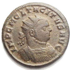 obverse: TACITUS (275-276). Antoninianus. Siscia. Obv: IMP C M CL TACITVS P AVG. Radiate, draped and cuirassed bust right. Rev: ROMAE AETERNAE / XXIV Roma seated left, holding globe and sceptre; shield below. Condition: Good very fine. Patina on silver plating Weight: 3.6 g. Diameter: 21.97 mm.