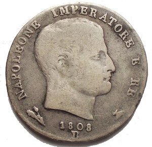 obverse: Bologna. Napoleone I. 1 Lira 1808 Ag. Stellette in rilievo. Rara