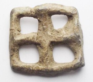 obverse: Celtic World. Uncertain Tribe. Rectangle shaped coin. Ae. gr 3,46. mm 18,7 x 17,9. EF