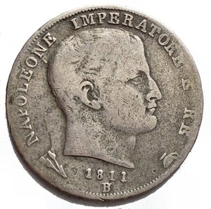 obverse: Bologna. Napoleone I. 1 Lira 1811 Ag.