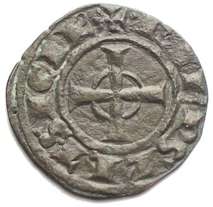 reverse: Brindisi o Messina Gli Svevi (1194-1268), Federico II (Re di Sicilia, 1198-1250; Re di Germania, 1212-1220; Imperatore, 1220-1250), Denaro,  1247-1248; BI (g 0,60; mm 16,5); + ROM IPERATOR, nel campo, FR; sopra, asta orizzontale, sotto, astro, Rv. + R IERSL’ ET SICIL’, croce celtica. Spahr 143; MEC XIV, 565-566; Travaini 44. bb+.