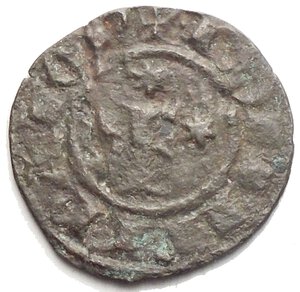 obverse: Brindisi Federico II (1198-1250) Denaro del 1249. D/ F tra stelle. R/ Croce. Sp.148. MI, 0.63gr.