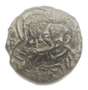 obverse: Messina, Guglielmo II (1154-1166), Frazione di follaro, c. 1154-1166; AE (g 1,00; mm 13,97); REX W e legenda cufica, Rv. Busto della Vergine col bambino. Spahr 99. 