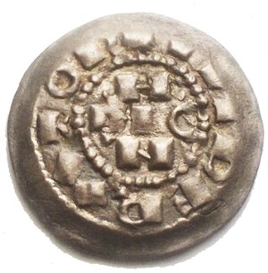 obverse: Milano. Enrico II di Sassonia (1014-1024). Denaro. B. 1410. CNI 1. AG. g. 1,12 Ottima conservazione.