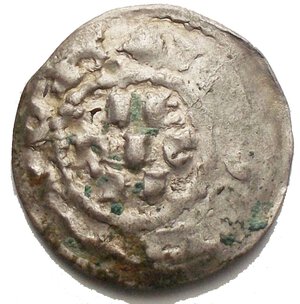 reverse: Milano. Epoca di Federico I e di Enrico VI. 1152-1198. Coniazione a nome dell Imperatore Enrico. Denaro scodellato. Ag  gr. 0,83. mm 17,9