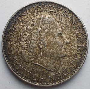 obverse: Paesi Bassi 1 Gulden 1955 Ag Intonso