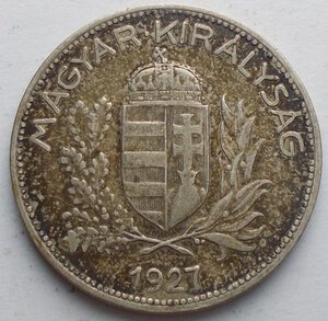 reverse: Ungheria 1 Pengo 1927 Ag