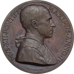 obverse: Pio XII (1939-1958), Eugenio Pacelli.. Medaglia annuale, A. IV. Radiomessaggio per la  Pace